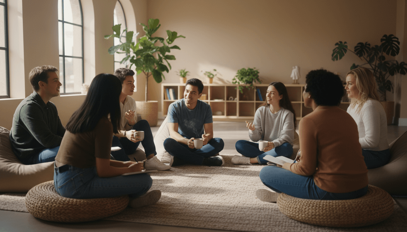 Community members engaged in authentic conversation