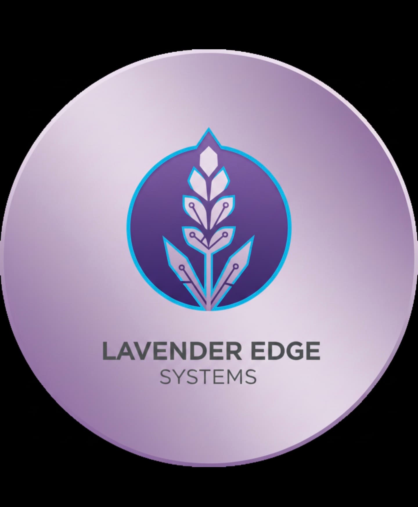 Lavender Edge Systems logo featuring a stylized geometric lavender sprig on a purple gradient circle.